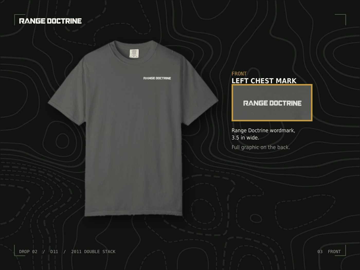 Range Doctrine wordmark on the left chest