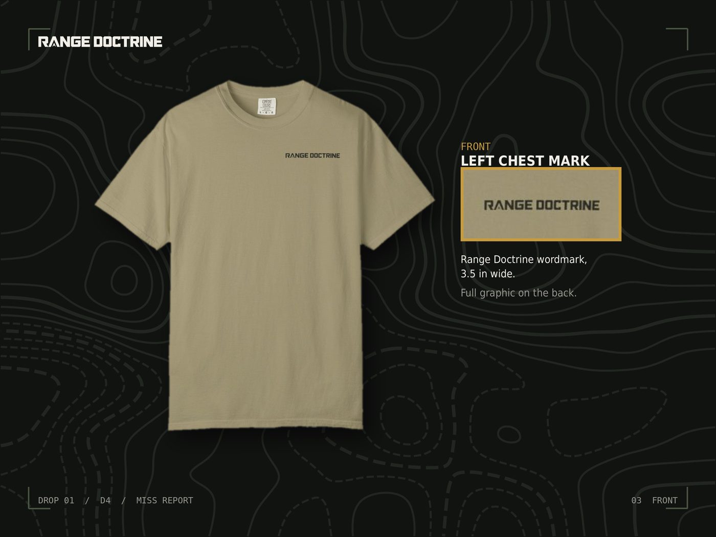 Range Doctrine wordmark on the left chest