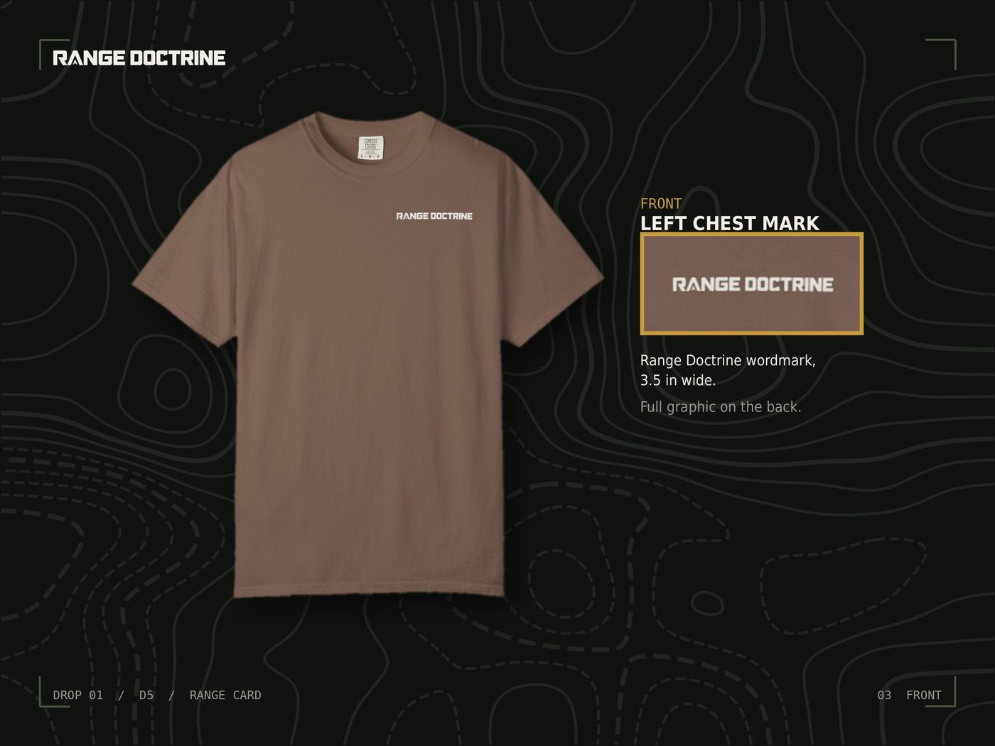 Range Doctrine wordmark on the left chest
